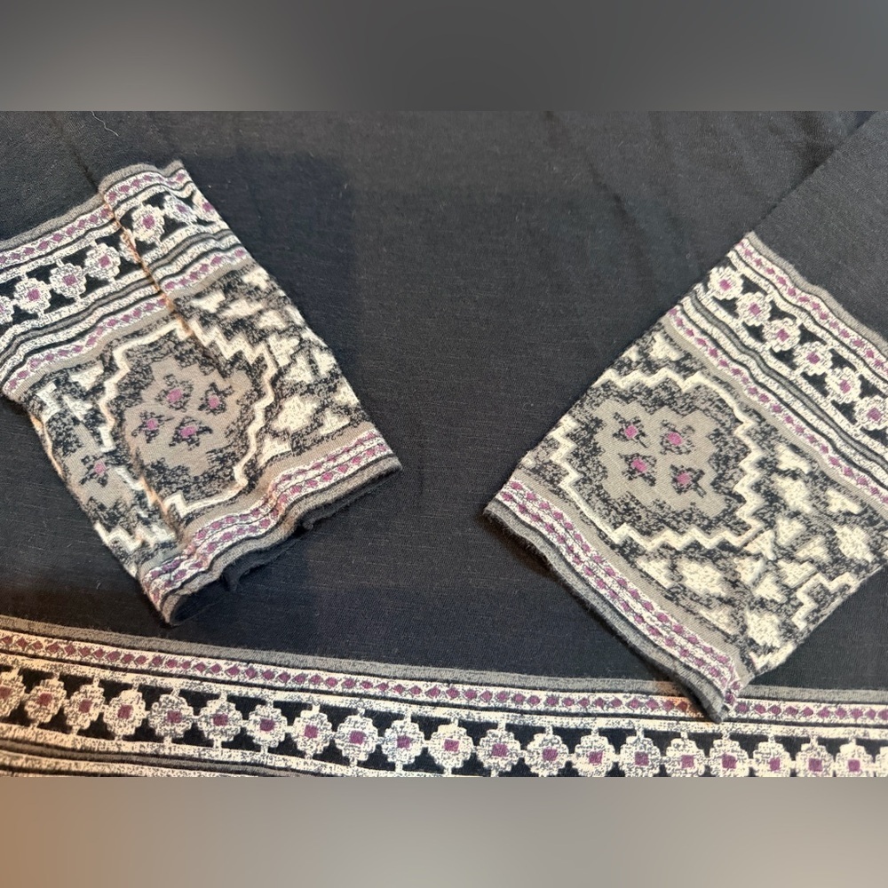 Lucky Brand Boho Tunic Top XS | Embroidered Trim | 3/4 Sleeve - Picture 3 of 9